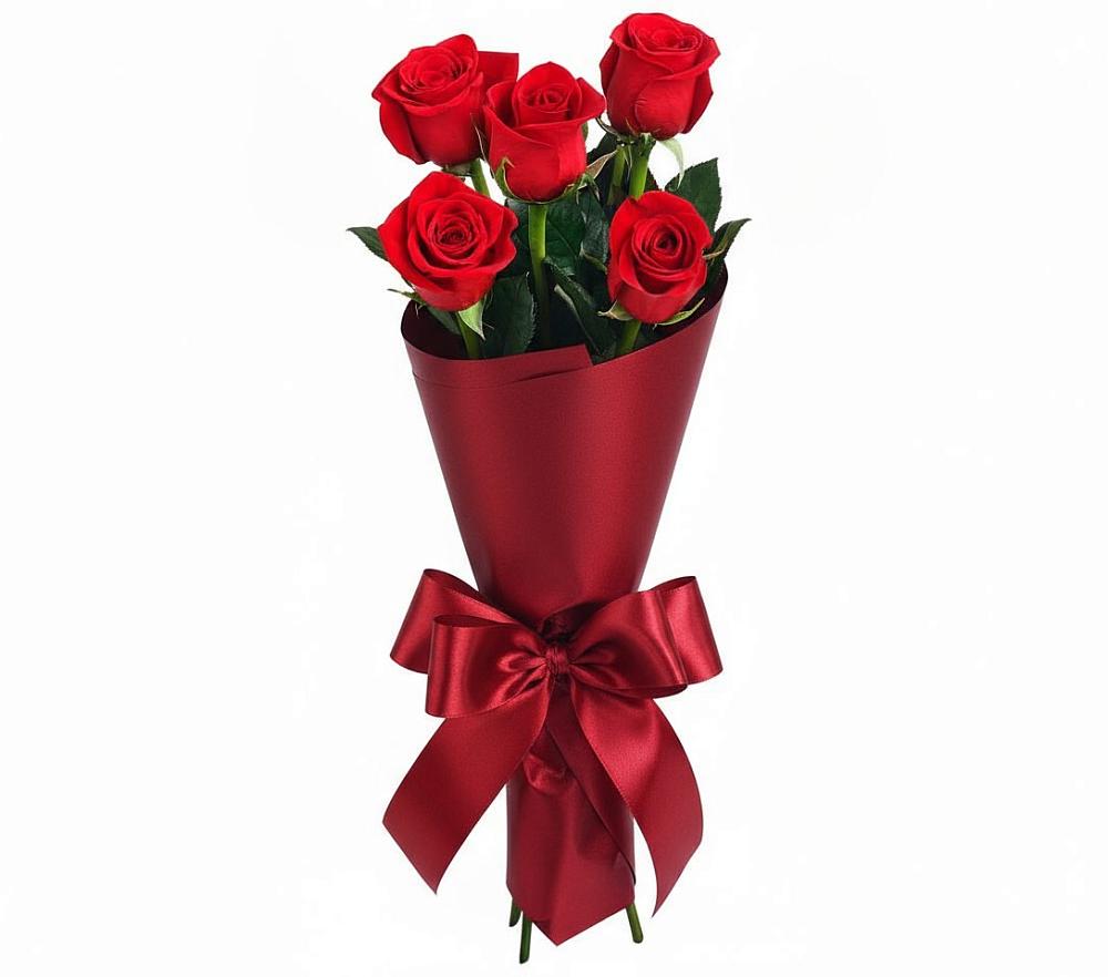 Букет 5 Красных роз Эдлесс Лав в Михайловской