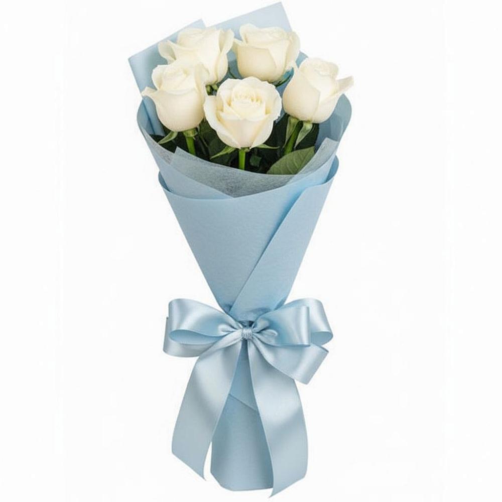 Букет 5 Белых роз Проуд в Михайловской