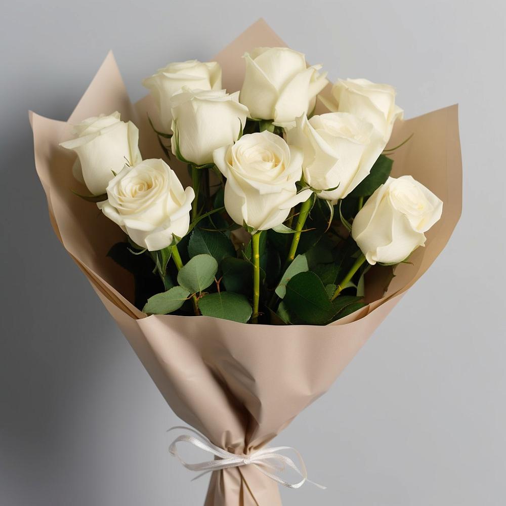 Букет 9 Белых роз Эдлесс Лав в Михайловской