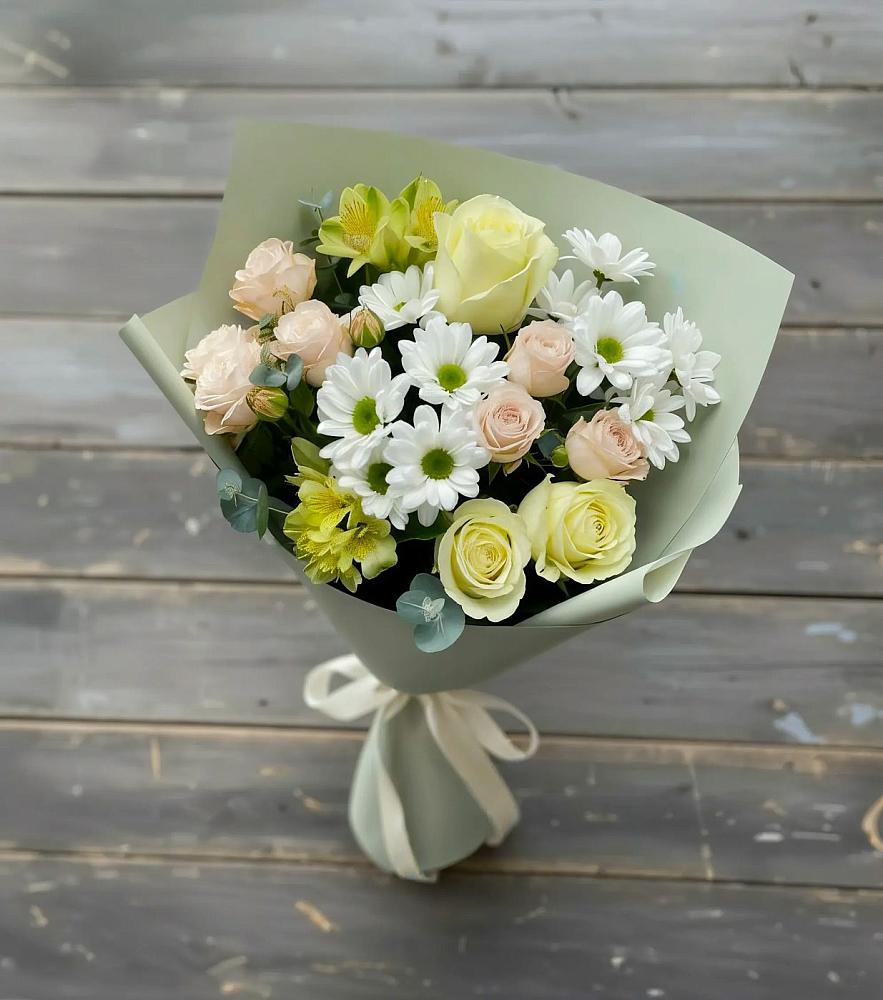 Букет цветов из: Альстромерии, Розы и Хризантемы в Михайловской