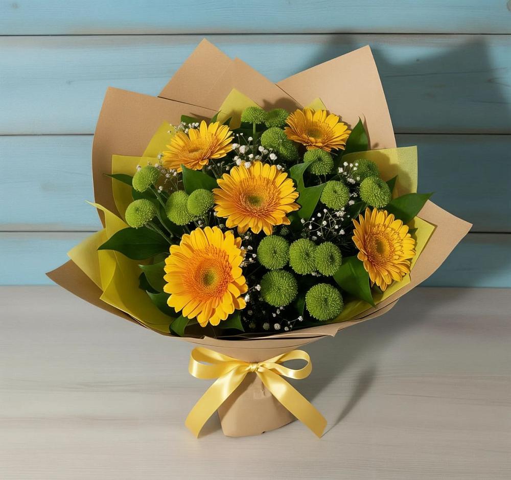 Букет цветов из: Герберы и Хризантемы в Михайловской