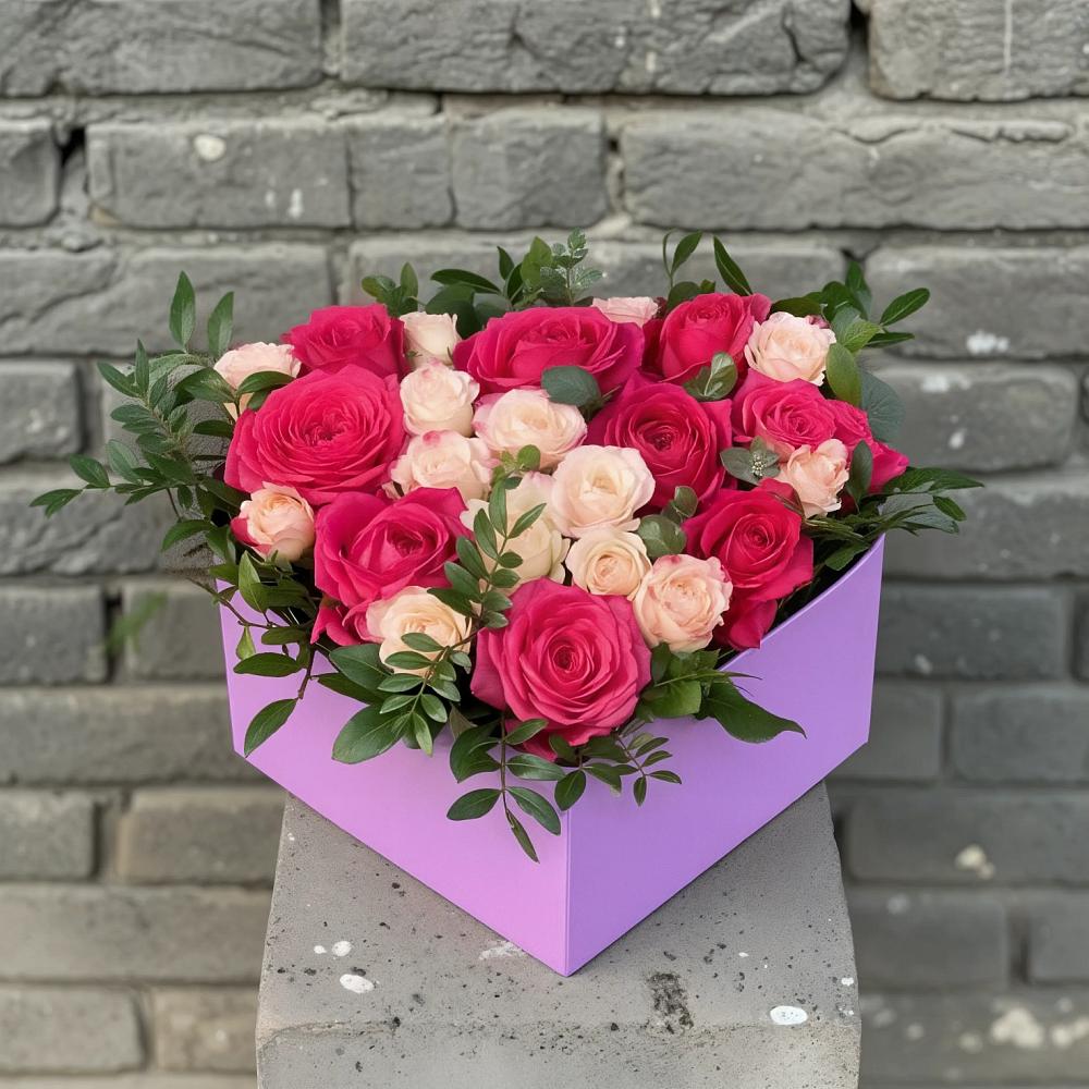 Цветочная композиция из Розы в коробке в Михайловской