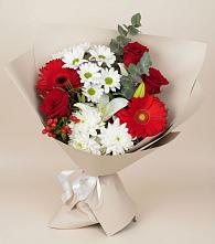 Букет цветов из:  Розы, Хризантемы, Герберы и Лилии в Михайловской