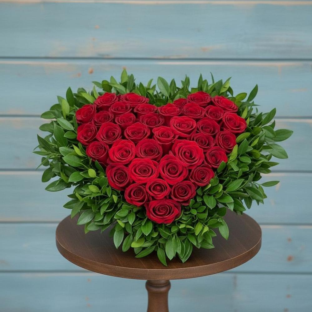 Цветочная композиция из Розы в виде сердца в Михайловской