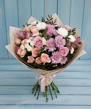 Букет цветов из:  Хризантемы, Розы и Альстромерии в Михайловской