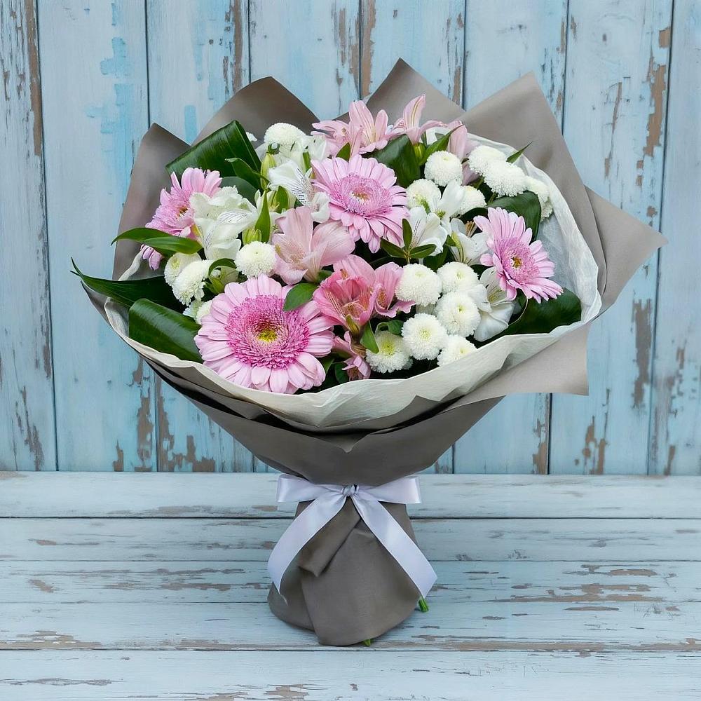 Букет цветов из: Герберы, Альстромерии и Хризантемы в Михайловской